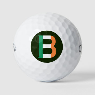Pelotas De Golf Monograma B superpuesto en la bandera irlandesa cw