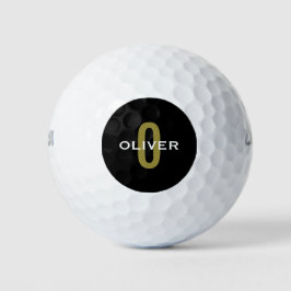 Pelotas De Golf Monograma blanco dorado negro personalizado