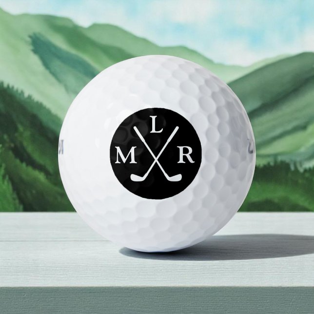 Pelotas De Golf Monograma blanco y negro de 3 letras iniciales (Subido por el creador)