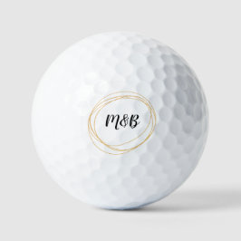 Pelotas De Golf Monograma boda con tema negro y dorado
