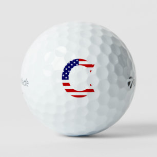 Pelotas De Golf Monograma C sobrepuesto en la bandera de EE.UU. tm