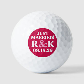 Pelotas De Golf Monograma CASADO Ampersand rosa Fondo Carmesí