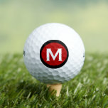 Pelotas De Golf Monograma clásico moderno<br><div class="desc">El diseño monogramado presenta un sencillo emblema monográfico con su tipografía inicial en bloques clásicos sobre un fondo rojo con un borde negro para un aspecto limpio y sencillo y elegante.</div>