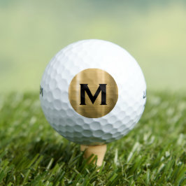 Pelotas De Golf Monograma clásico moderno de oro negro