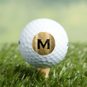 Pelotas De Golf Monograma clásico moderno de oro negro
