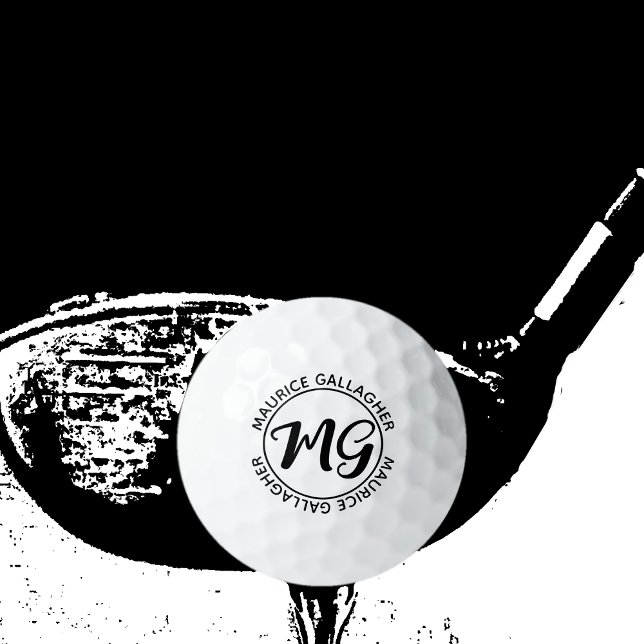 Pelotas De Golf Monograma con iniciales de nombre monogramado b.w. (Subido por el creador)