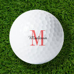 Pelotas De Golf Monograma coral inicial y nombre personalizado<br><div class="desc">Eleva tu juego de golf con nuestras bolas de golf personalizado, personalizadas con un sencillo original de monograma clásico y un overlay de nombre de guión. Elija entre una amplia selección de colores para crear un diseño atemporal que sea verdaderamente único. Estas pelotas de golf son un regalo perfecto para...</div>