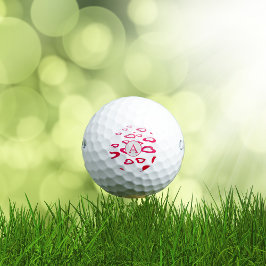 Pelotas De Golf Monograma Corazón rojo Valentine personalizado
