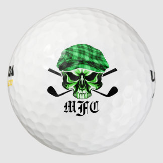 Pelotas De Golf Monograma cráneo y clubes de golf cruzados