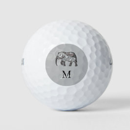 Pelotas De Golf Monograma Cute Graphics Elephant Personalizado Neg