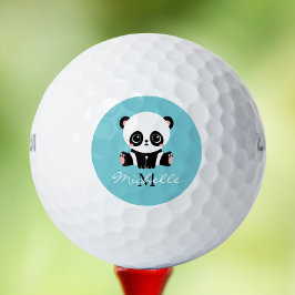 Pelotas De Golf Monograma Cute Panda Goma de burbuja personalizada