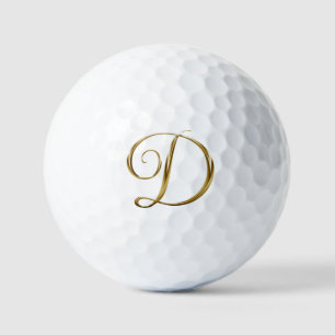 Pelotas De Golf Monograma D metálico en oro falso