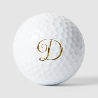 Pelotas De Golf Monograma D metálico en oro falso