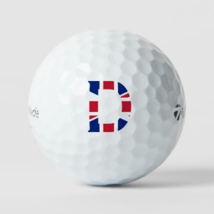 Pelotas De Golf Monograma D sobrepuesto en la bandera de la unión 