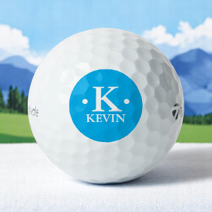 Pelotas De Golf Monograma de 1 letra personalizado azul cielo