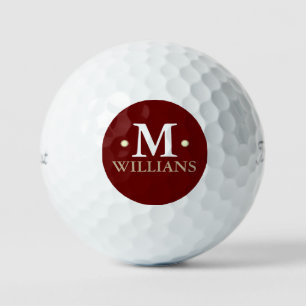 Pelotas De Golf Monograma de 1 letra personalizado Círculo rojo os
