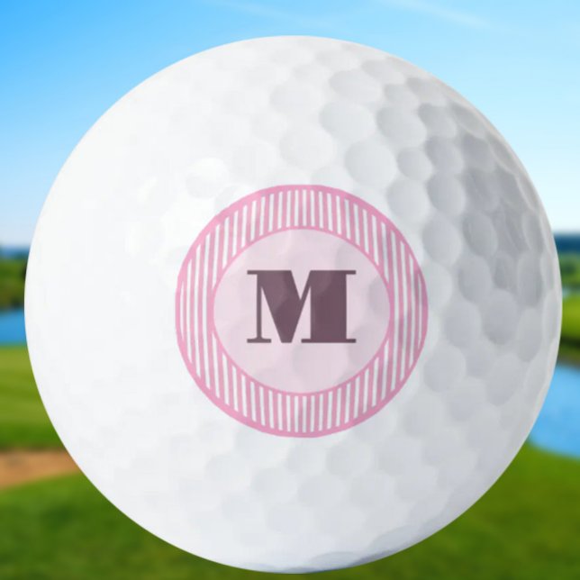 Pelotas De Golf Monograma de banda preppy rosa lindo personalizado (Subido por el creador)