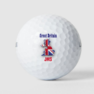 Pelotas De Golf Monograma de bandera de mapa de Gran Bretaña
