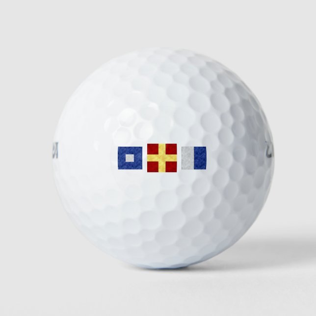 Pelotas De Golf Monograma de bandera de señal marítima náutica (Anverso)