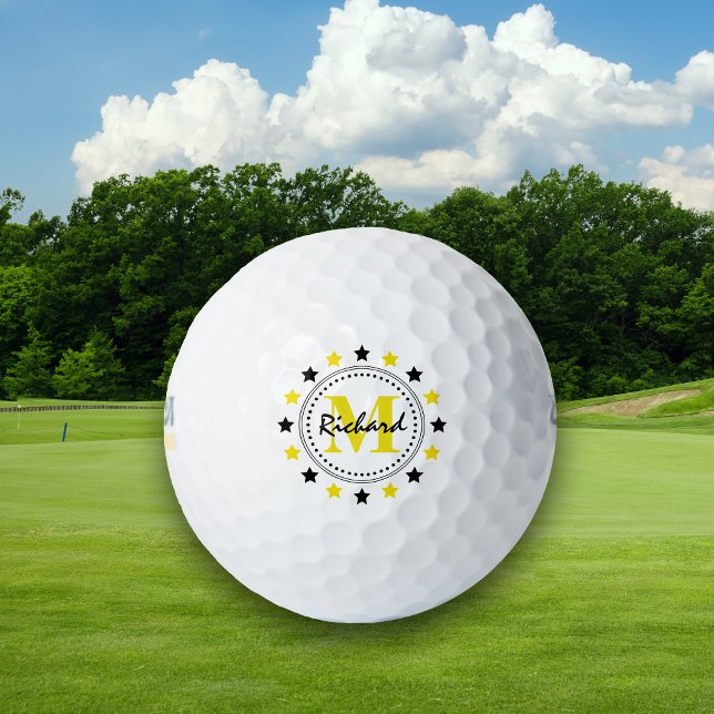 Pelotas De Golf Monograma de Black Gold Stars (Subido por el creador)