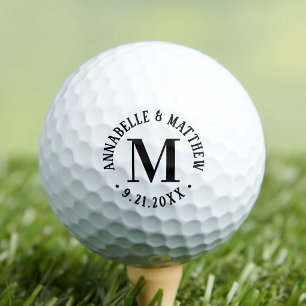 Pelotas De Golf Monograma de Boda de Pareja Elegante