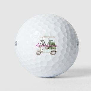 Pelotas De Golf Monograma de Carrito de Golf Verde Blanco