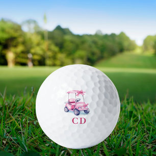Pelotas De Golf Monograma de carrito rosa
