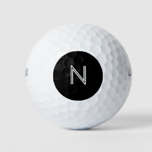 Pelotas De Golf Monograma de círculo negro con fuente blanca moder