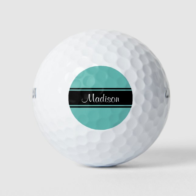 Pelotas De Golf Monograma de código de barras negras Verde azulada (Anverso)