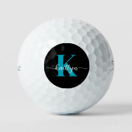 Pelotas De Golf Monograma de color verde azulado oscuro