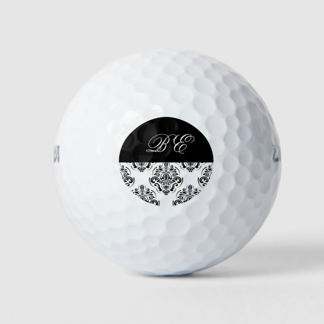 Pelotas De Golf Monograma de Damas Damask (Anverso)
