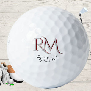 Pelotas De Golf Monograma de dos capas personalizado con nombre