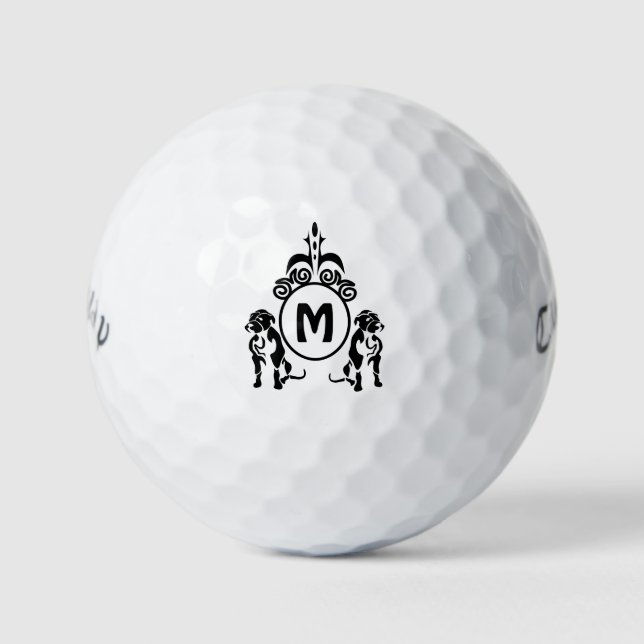 Pelotas De Golf Monograma de dos perros guardianes (Anverso)