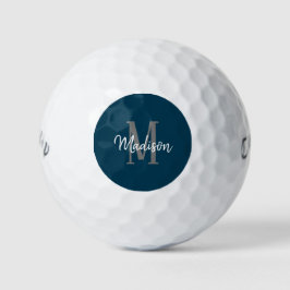 Pelotas De Golf Monograma de escritura azul oscuro mujeres persona