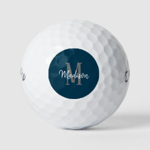 Pelotas De Golf Monograma de escritura azul oscuro mujeres persona