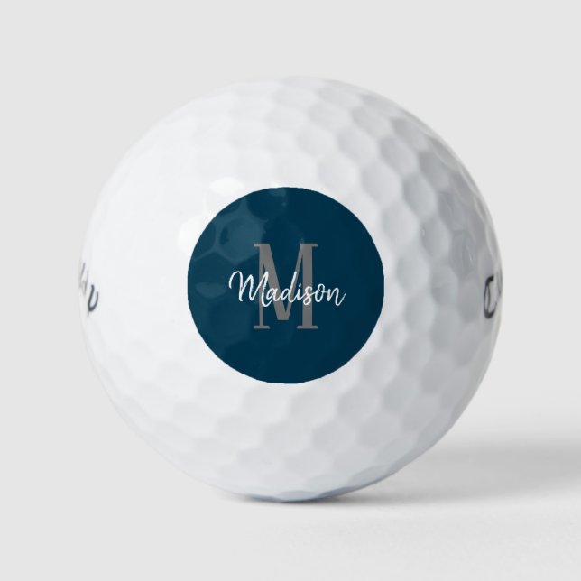 Pelotas De Golf Monograma de escritura azul oscuro mujeres persona (Anverso)