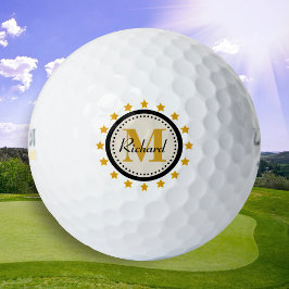 Pelotas De Golf Monograma de estrellas de oro