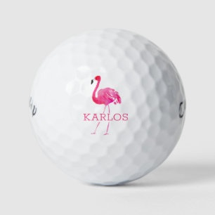Pelotas De Golf Monograma de flamingo rosa 2
