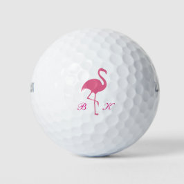 Pelotas De Golf Monograma de Flamingo Rosado