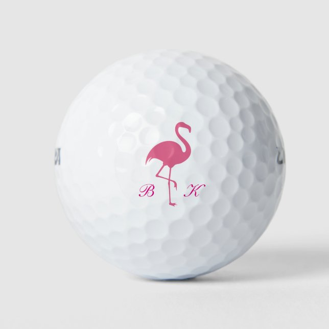 Pelotas De Golf Monograma de Flamingo Rosado (Anverso)