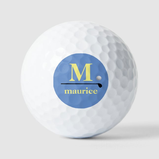 Pelotas De Golf Monograma de flor de maíz de Golfer personalizado (Anverso)