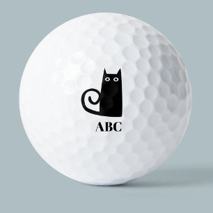Pelotas De Golf Monograma de gato negro