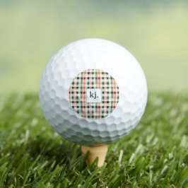 Pelotas De Golf Monograma de Gingham Evergreen Suave