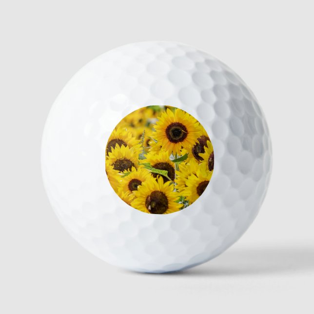 Pelotas De Golf Monograma de girasol personalizado (Anverso)
