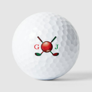 Pelotas De Golf Monograma de golf en diseño de colores Navidades