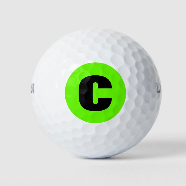 Pelotas De Golf Monograma De Golfistas Verdes Brillantes (Anverso)