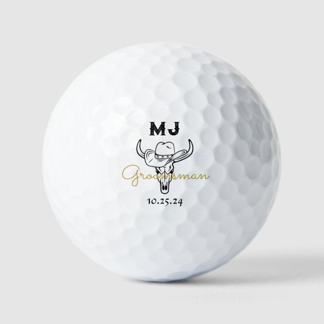 Pelotas De Golf Monograma de Groomsmen personalizado del país (Anverso)