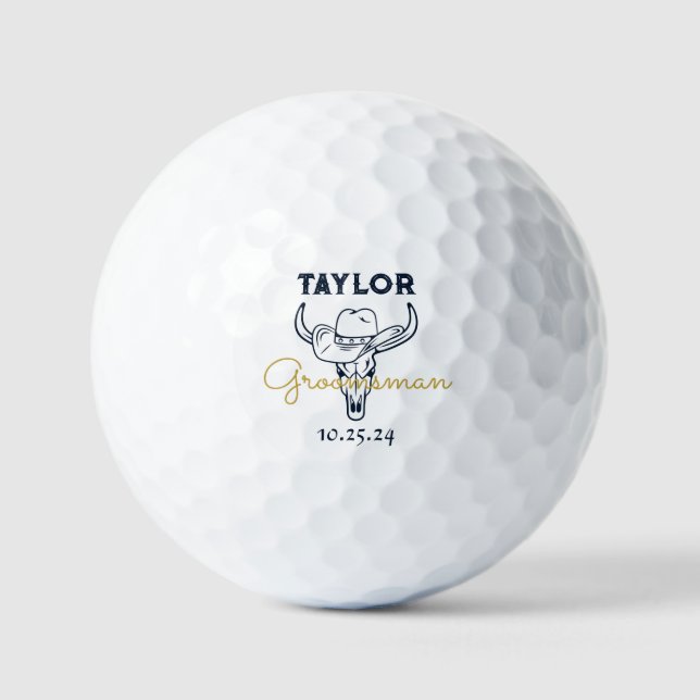Pelotas De Golf Monograma de Groomsmen personalizado occidental (Anverso)