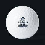 Pelotas De Golf Monograma de Groomsmen Rústico de Cowboy Occidenta<br><div class="desc">Regalos personalizados para padrinos con temática de vaquero occidental. Decorada con gorra de vaquero con letra occidental vintage. El texto y el color son editables utilizando la herramienta de diseño para que se ajuste a su ocasión. Obtén este regalo de personalizar para boda, despedida de soltero, fiesta de compromiso o...</div>