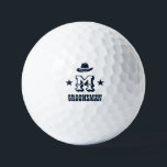 Pelotas De Golf Monograma de Groomsmen Rústico de Cowboy Occidenta<br><div class="desc">Regalos personalizados para padrinos con temática de vaquero occidental. Decorada con gorra de vaquero con letra occidental vintage. El texto y el color son editables utilizando la herramienta de diseño para que se ajuste a su ocasión. Obtén este regalo de personalizar para boda, despedida de soltero, fiesta de compromiso o...</div>